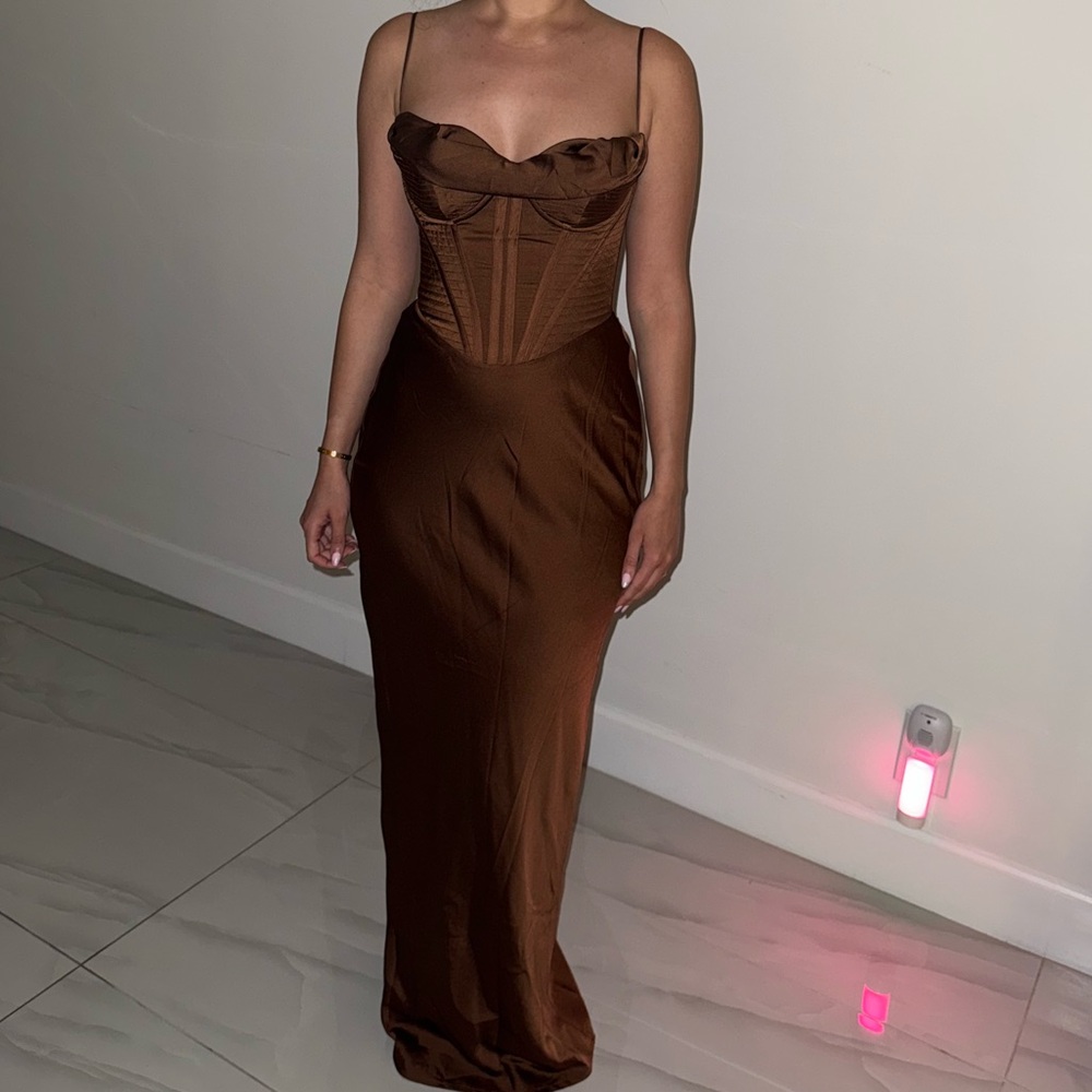 Elegant Brown Evening Dress